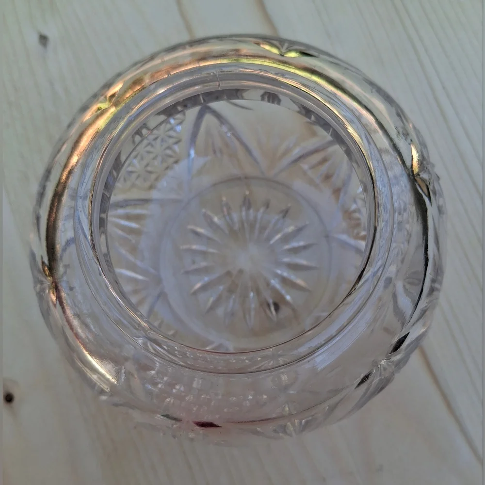 Vintage Clear Cut Glass Vanity Jar Hair Receiver Popourri Jar